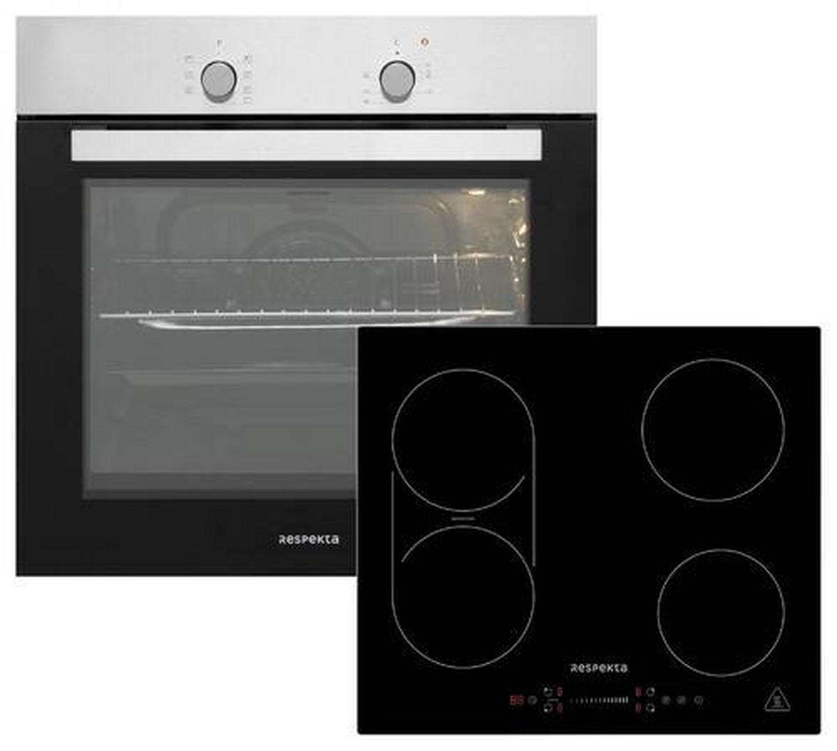 BACKOFENSET ASET1206600I  - Edelstahlfarben/Schwarz, Trend, Glas/Metall (59,5/55,5/56,5cm) - Respekta