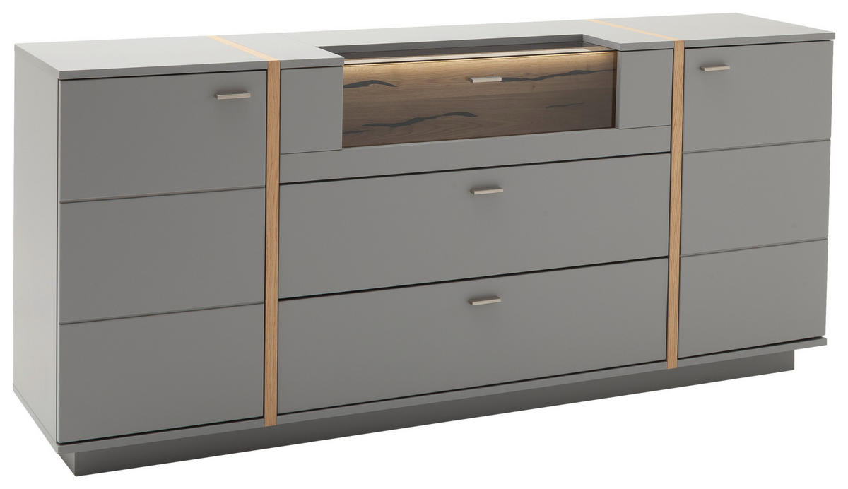 SIDEBOARD 196/87/44 cm  - grå/nickelfärgad, Design, metall/trämaterial (196/87/44cm) - MID.YOU