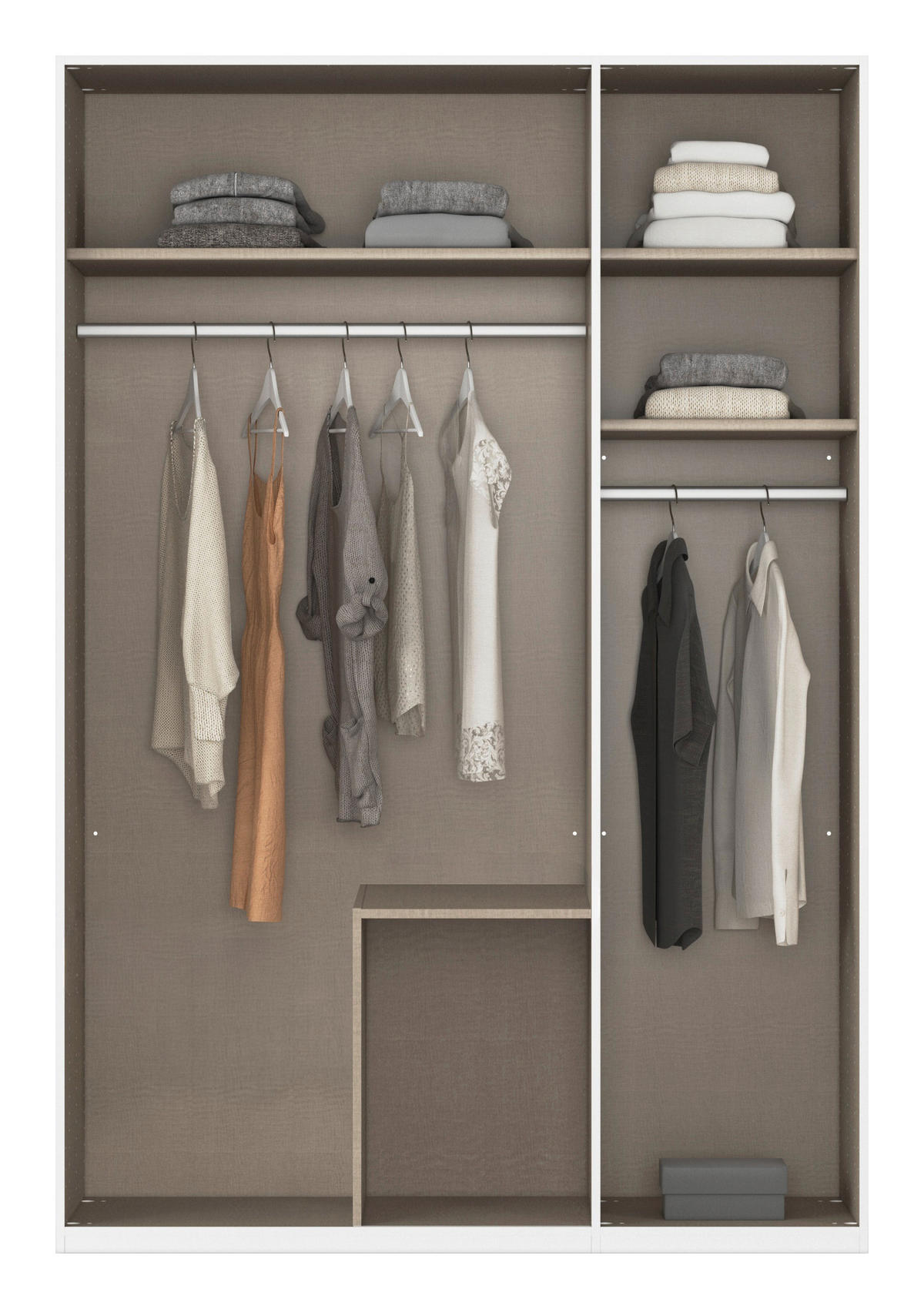 DREHTÜRENSCHRANK 151/223/61 cm,  in Champagner, 3-türig  - Champagner, Basics, Glas/Holzwerkstoff (151/223/61cm) - Novel