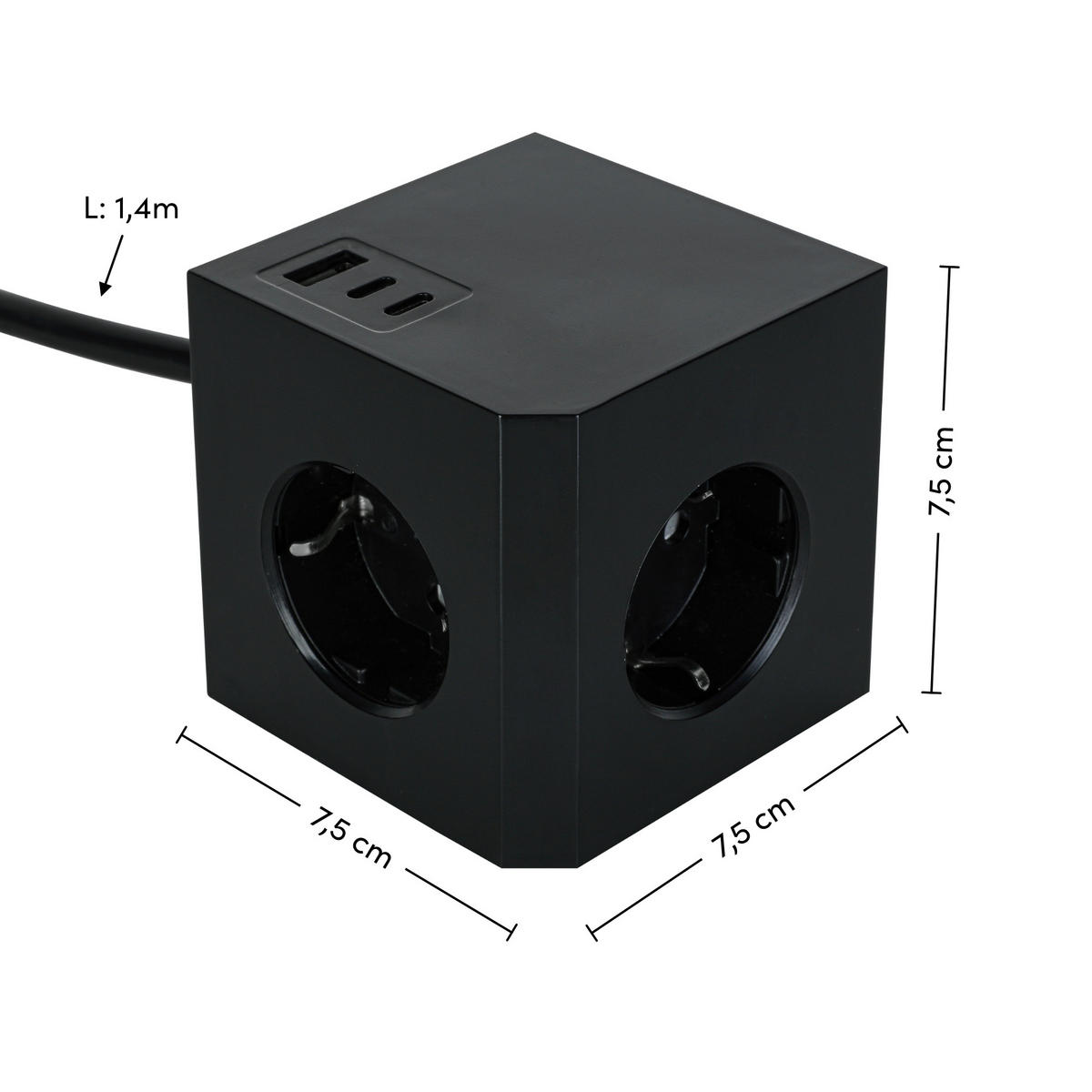 PREDLŽOVACÍ PRÍVOD – KOCKA   - čierna, Basics, plast (7,5/7,5/7,5cm) - Mican