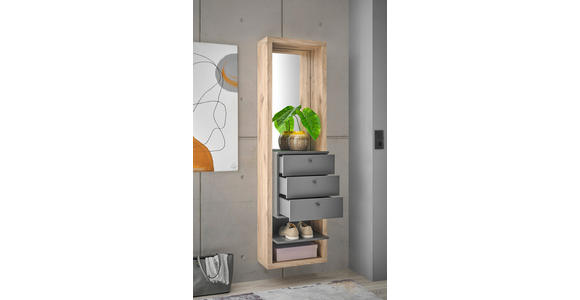 GARDEROBE  in 51/178/35 cm  - Eichefarben/Anthrazit, Basics, Glas/Holzwerkstoff (51/178/35cm) - Carryhome