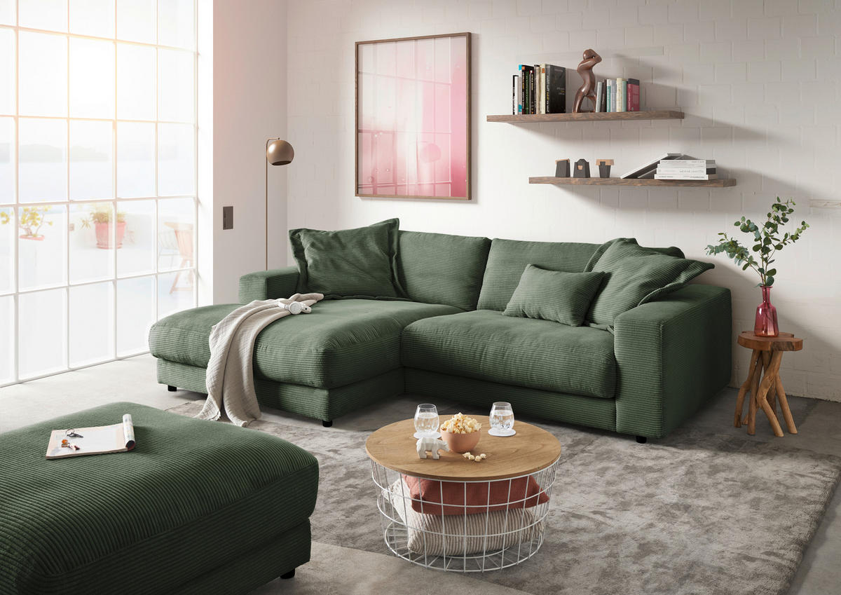 HOCKER in Textil Grün  - Schwarz/Grün, Design, Kunststoff/Textil (100/86/100cm) - Pure Home Lifestyle