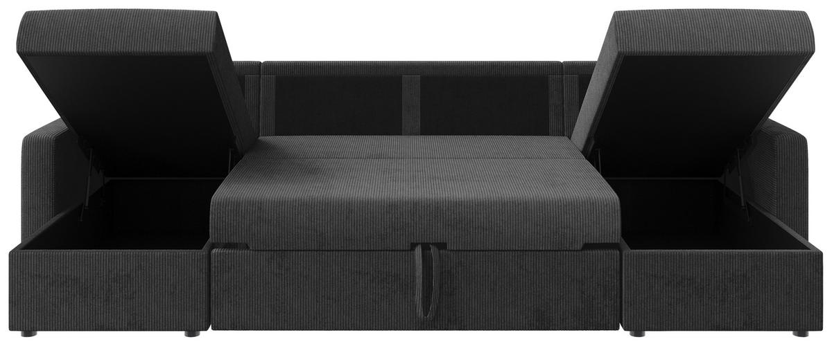 WOHNLANDSCHAFT Anthrazit Cord  - Anthrazit/Schwarz, KONVENTIONELL, Kunststoff/Textil (152/290/152cm) - Ti'me