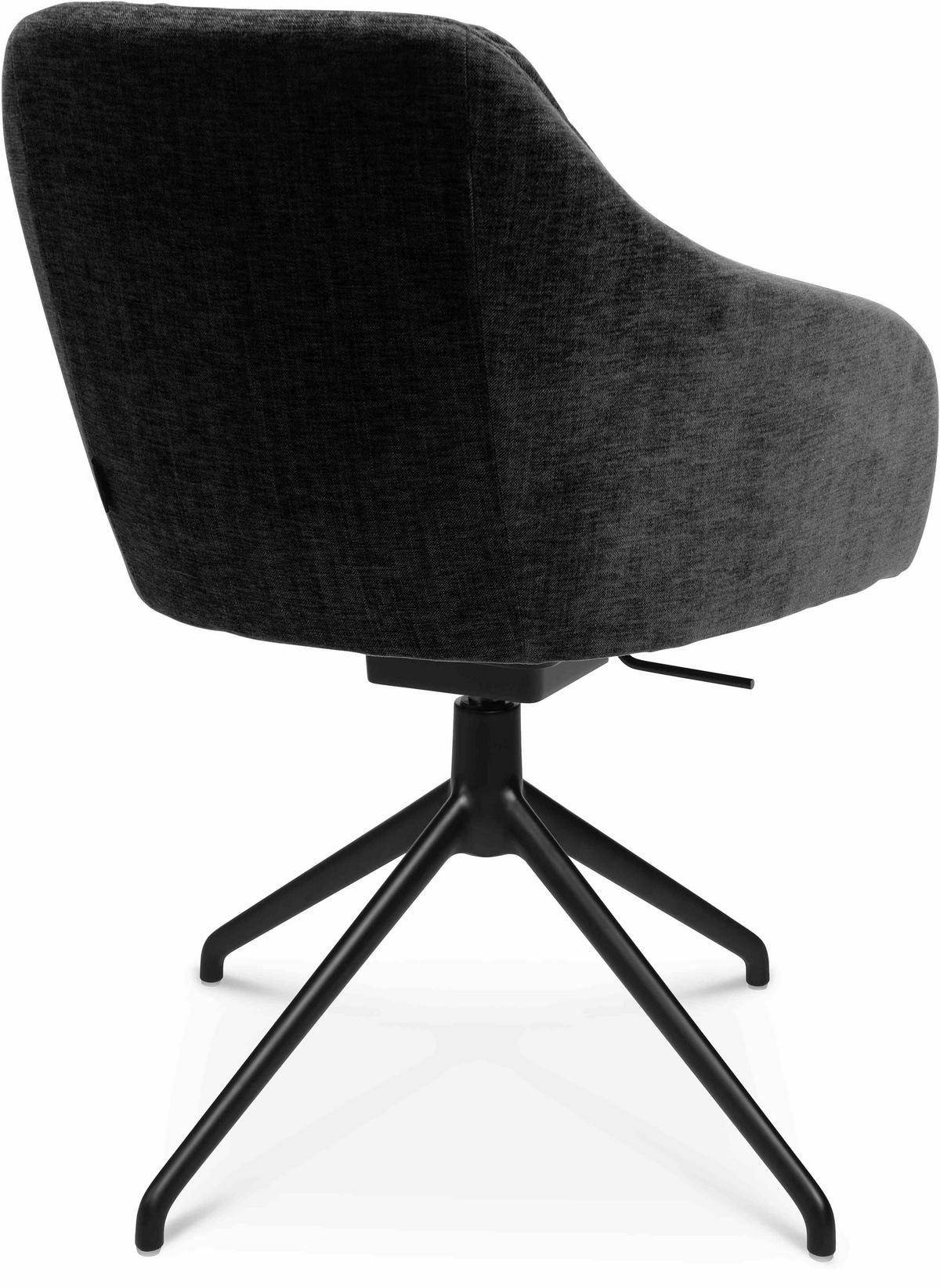 ARMLEHNSTUHL  in Aluminium Velours  - Graphitfarben/Schwarz, Design, Textil/Metall (58/81,5-84,5/60cm) - Johann Jakob
