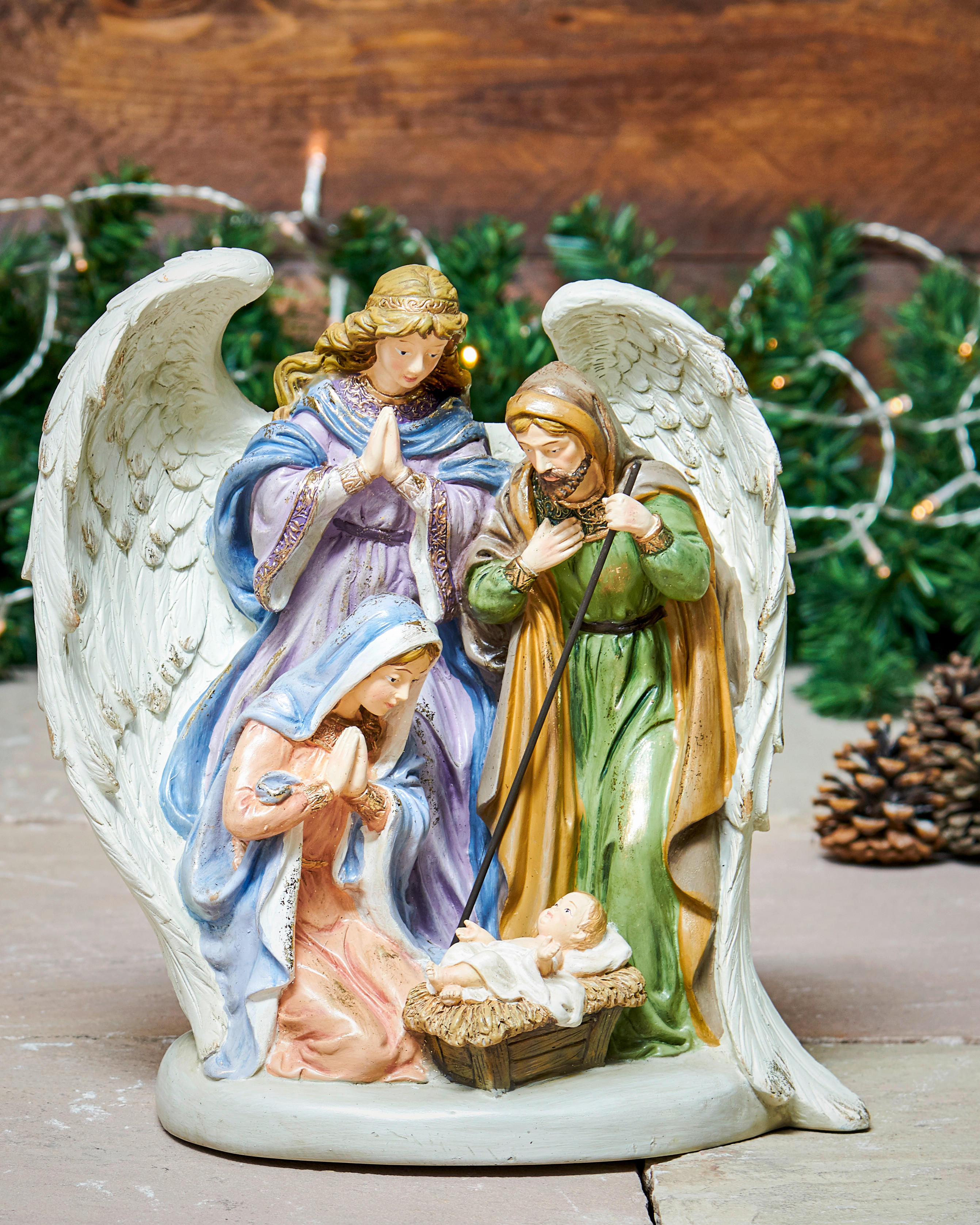 FIGURICA ZA JASLICE - lila/zlate barve, Trendi, umetna masa (29,5/30,5/17cm) - X-Mas