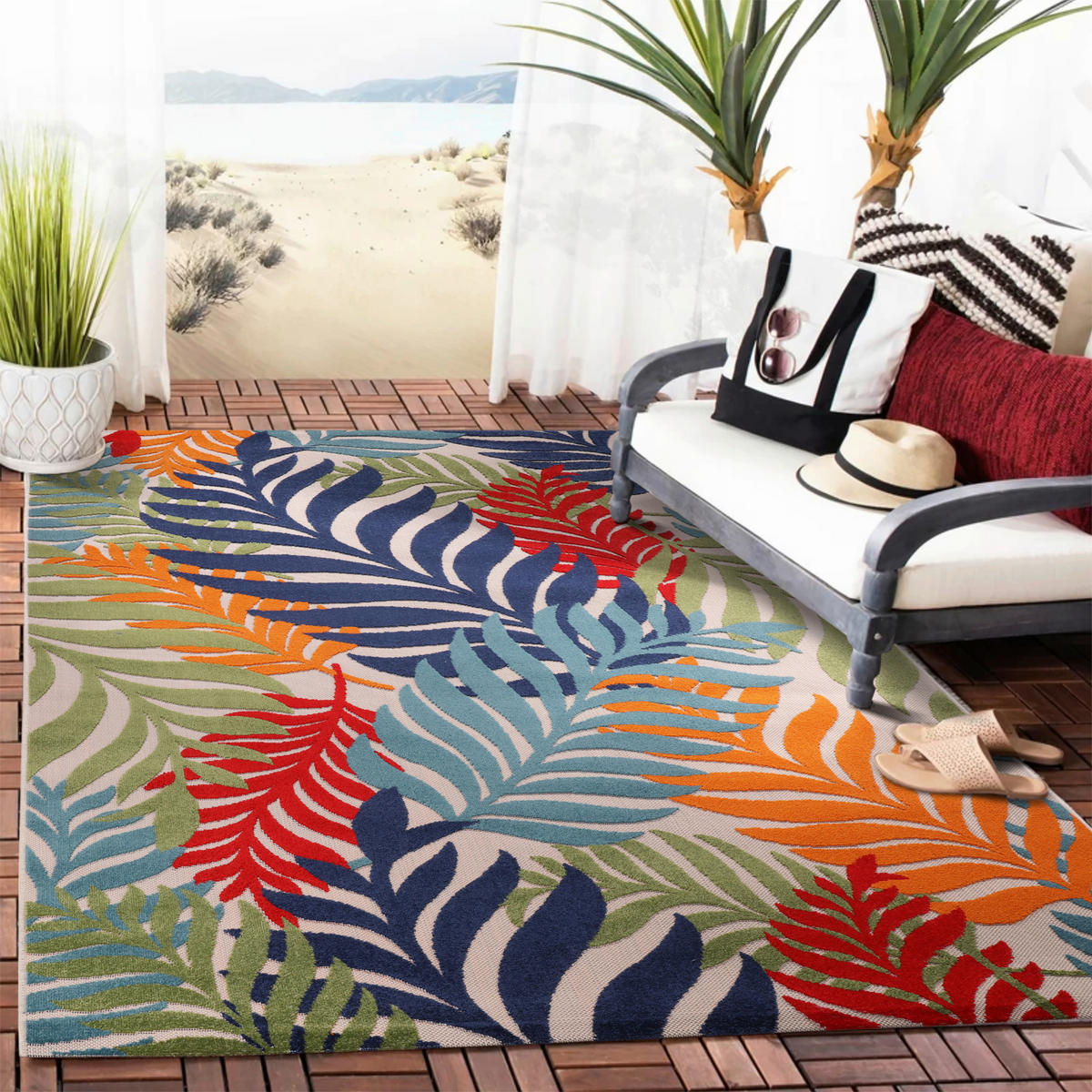 OUTDOORTEPPICH 200/290 cm Floral Multicolor  - Multicolor, LIFESTYLE, Kunststoff/Textil (200/290cm)