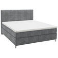 BOXSPRINGBETT 200/200 cm  in Grau  - Chromfarben/Grau, KONVENTIONELL, Kunststoff/Textil (200/200cm) - Voleo