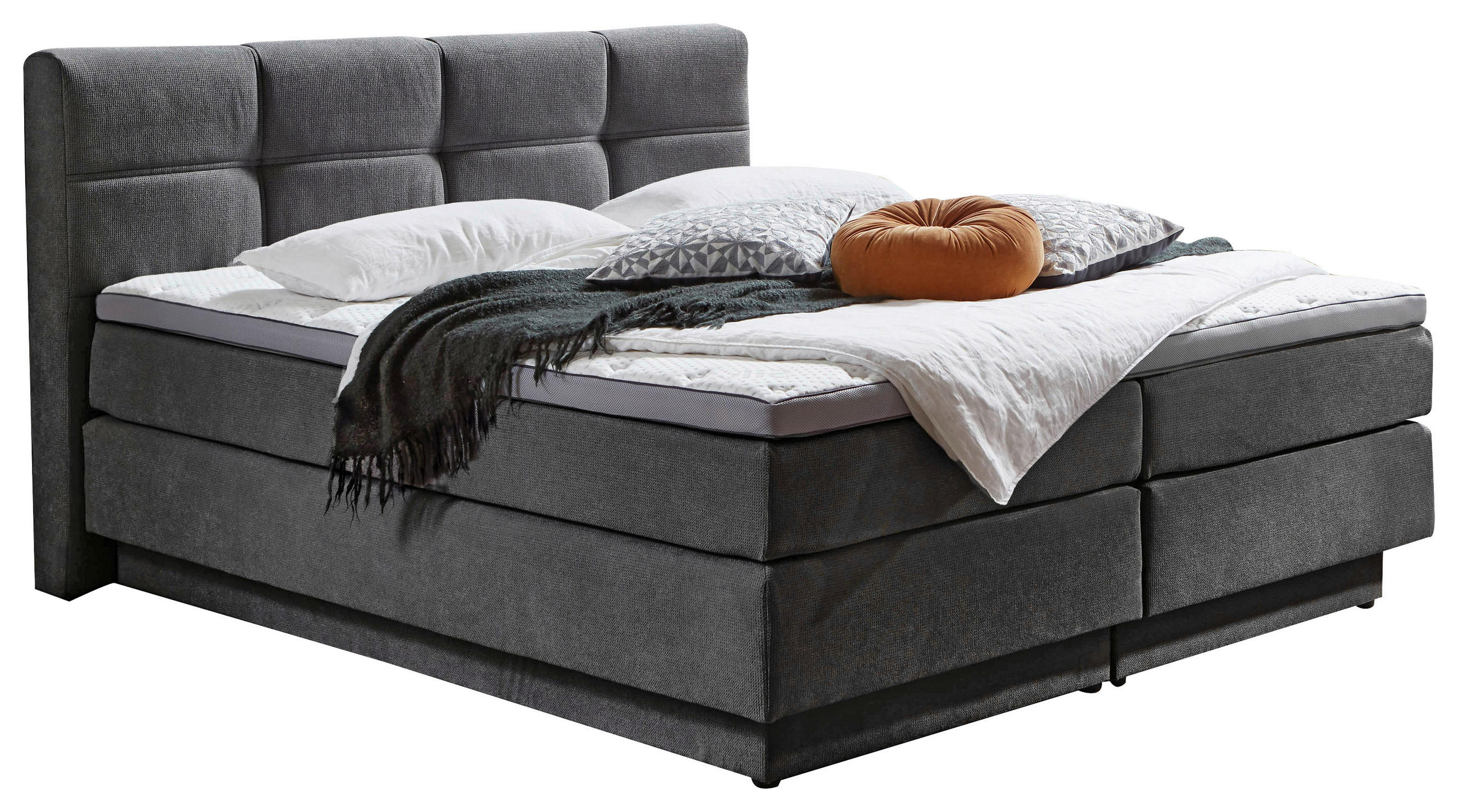 BOXSPRINGBETT 160/200 cm  in Grau  - Schwarz/Grau, KONVENTIONELL, Kunststoff/Textil (160/200cm) - Carryhome