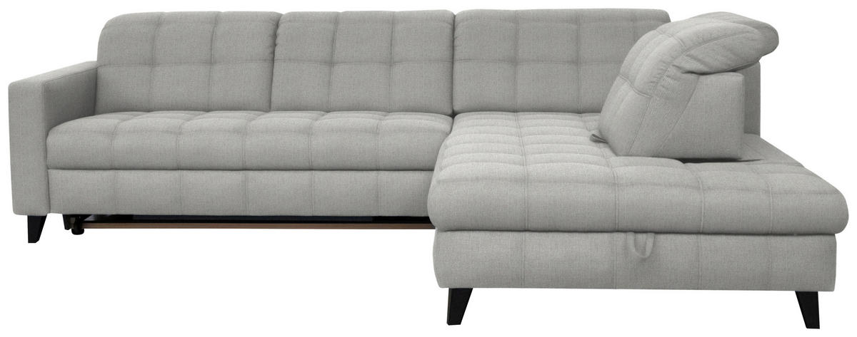 ECKSOFA in Webstoff Hellgrau  297/216 cm  - Hellgrau/Schwarz, Design, Holz/Textil (297/216cm) - Xora