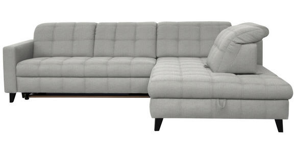 ECKSOFA in Webstoff Hellgrau 297/216 cm - Hellgrau/Schwarz, Design, Holz/Textil (297/216cm) - Xora