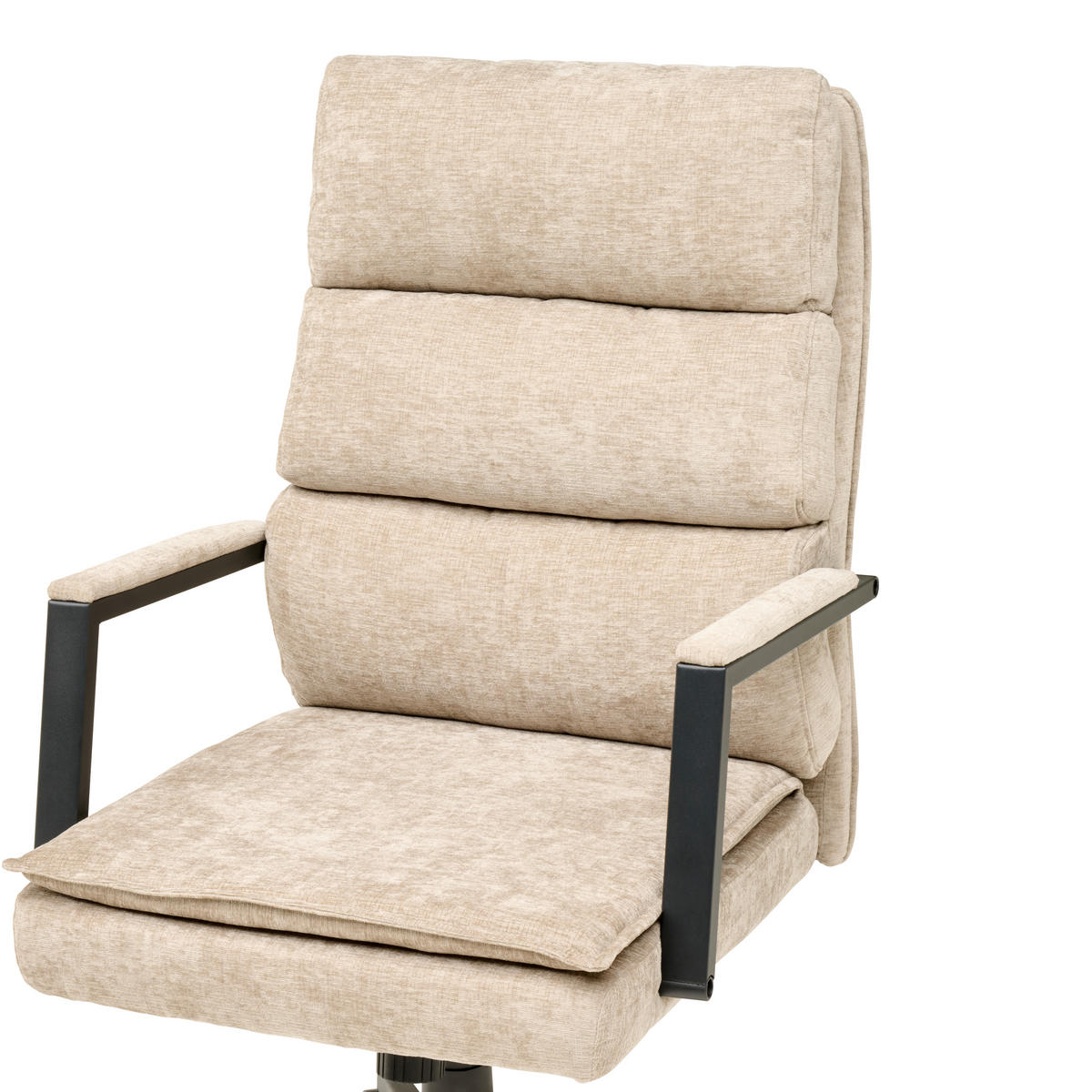 CHEFSESSEL Webstoff Beige  - Beige/Schwarz, Modern, Kunststoff/Textil (58/110-120/62cm) - MID.YOU