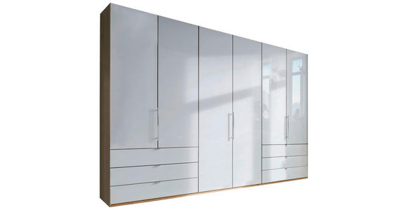FALTTÜRENSCHRANK in Weiß, Eichefarben - Eiche Bianco/Eichefarben, KONVENTIONELL, Glas/Holzwerkstoff (300/216/58cm) - Venda