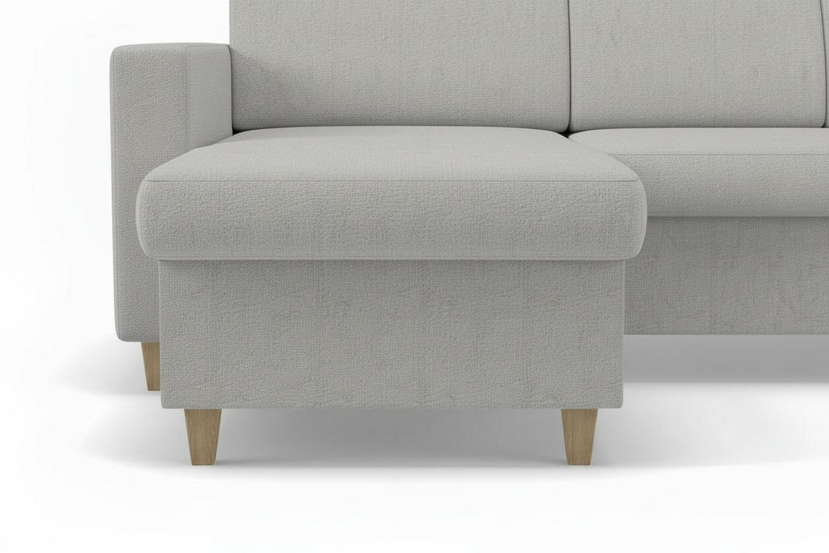 WOHNLANDSCHAFT Bouclé Hellgrau  - Buchefarben/Hellgrau, Design, Holz/Holzwerkstoff (310/160/145cm) - MID.YOU