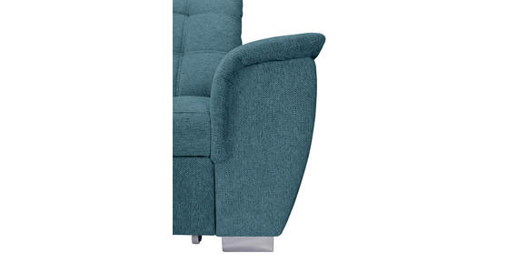 ECKSOFA Blau Chenille Bettkasten, Schlaffunktion, Rücken echt, Kopfteilverstellung, Liegefläche im Originalstoff  - Chromfarben/Blau, KONVENTIONELL, Kunststoff/Textil (205/260cm) - Carryhome