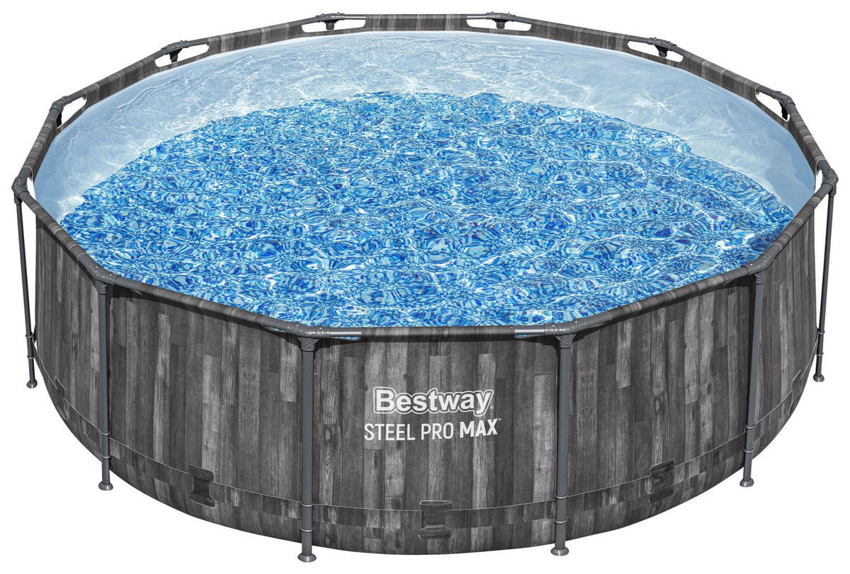 POOL-SET STEEL PRO MAX 5614X 366/100 cm  - Hellblau/Grau, KONVENTIONELL, Kunststoff/Metall (366/100cm) - Bestway