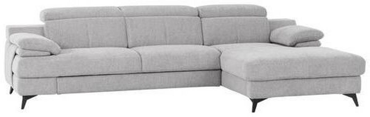 ECKSOFA Silberfarben Chenille  - Silberfarben/Schwarz, Design, Textil/Metall (291/80-98/178cm) - Livetastic