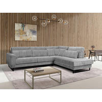 ROHOVÁ SEDAČKA, textil, kompozitní dřevo, světle šedá - černá/světle šedá, Konvenční, kov/kompozitní dřevo (284/253cm) - Livetastic