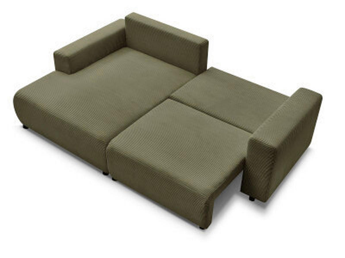 ECKSOFA Ottomane links  ATILLA Hellgrün Cord  - Schwarz/Hellgrün, MODERN, Kunststoff/Textil (149/244cm)