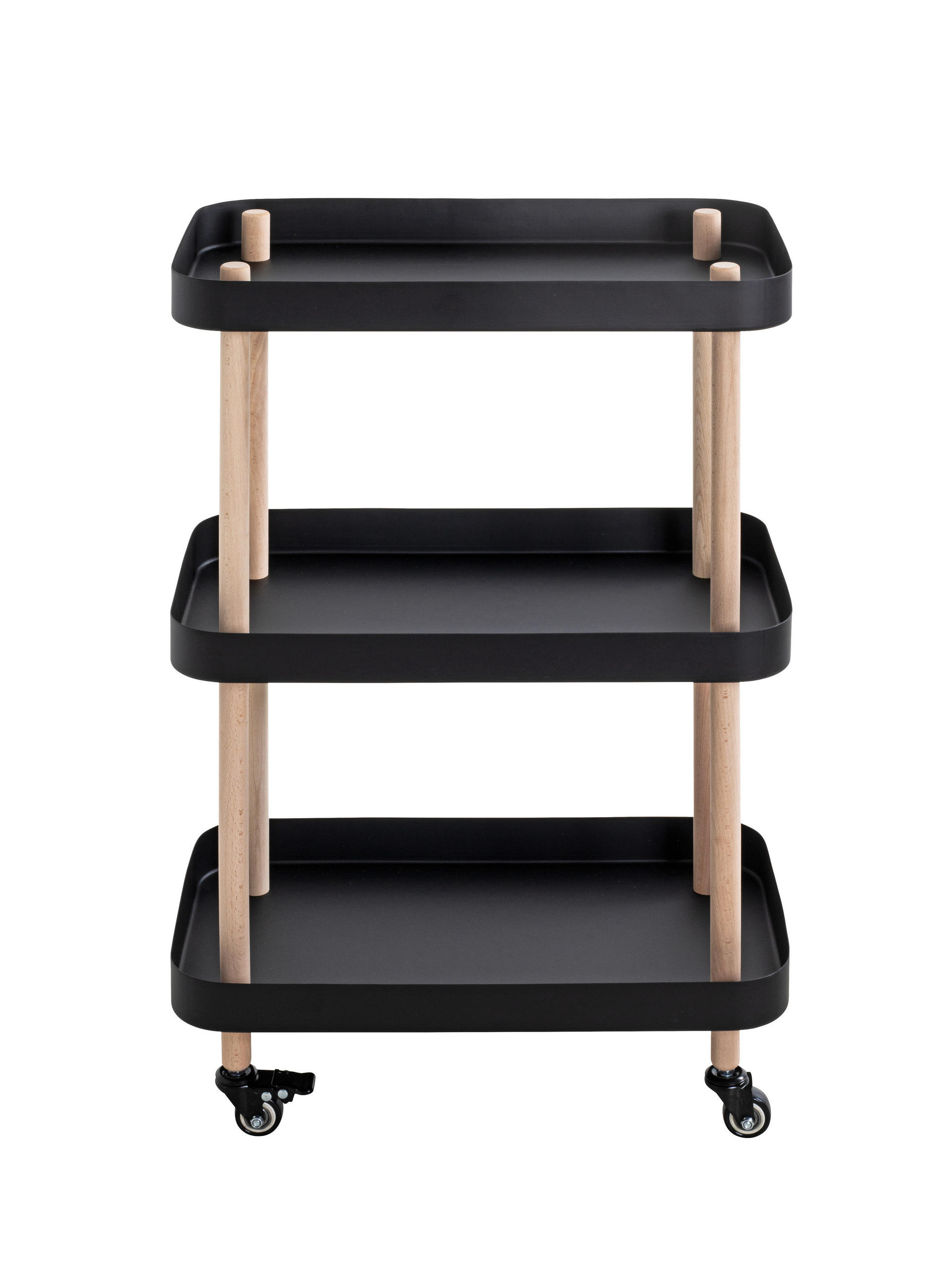 SERVÍROVACÍ VOZÍK, přírodní barvy, černá, barvy buku, 50/30/76 cm - černá/přírodní barvy, Moderní, kov/dřevo (50/30/76cm)