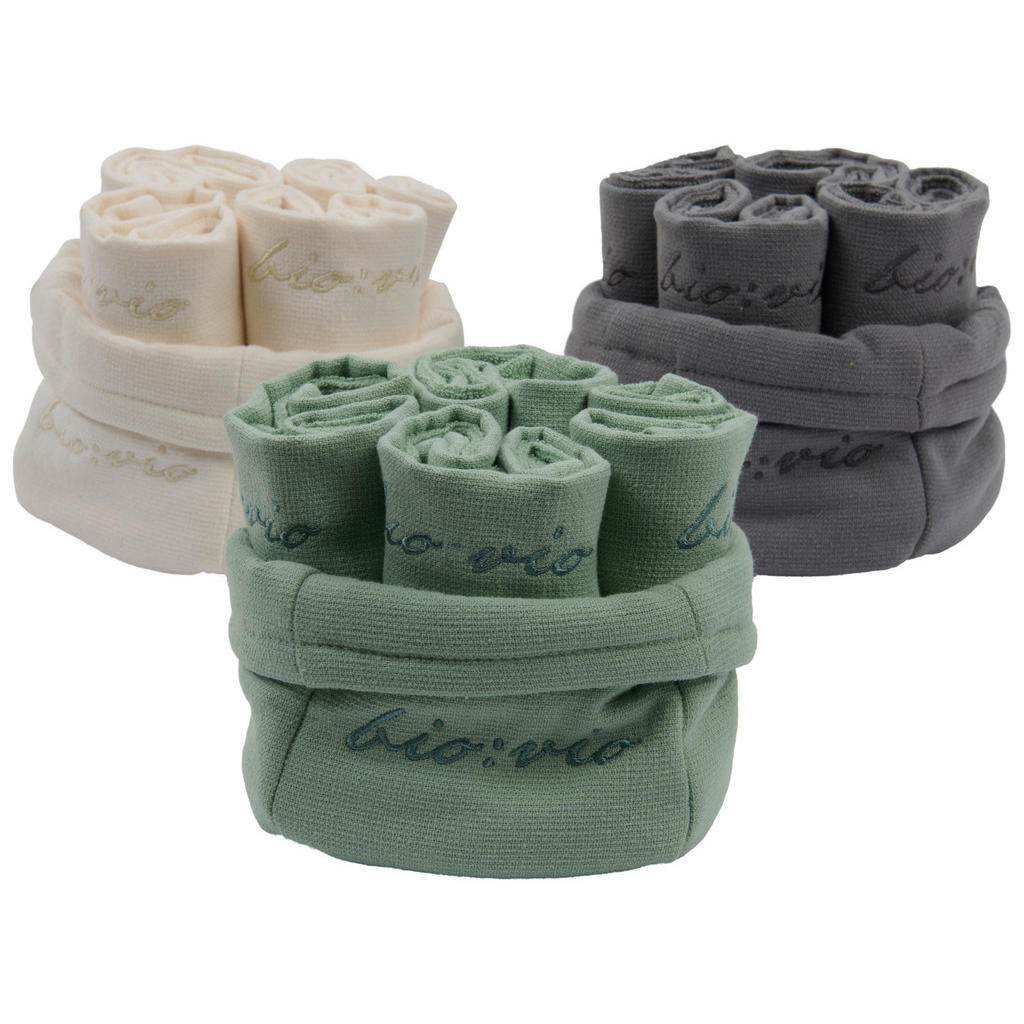 Thumbnail - Bio:Vio Seiftuchset Bonita, Anthrazit, Textil, 4-teilig, Uni, 30x30 cm, hochwertige Qualität, schadstoffgeprüft, Badtext...