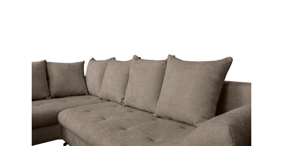 ECKSOFA Braun Struktur  inkl. Rückenkissen, Bettkasten, Schlaffunktion, Rücken echt, Liegefläche im Originalstoff  - Schwarz/Braun, KONVENTIONELL, Textil/Metall (194/274cm) - Carryhome