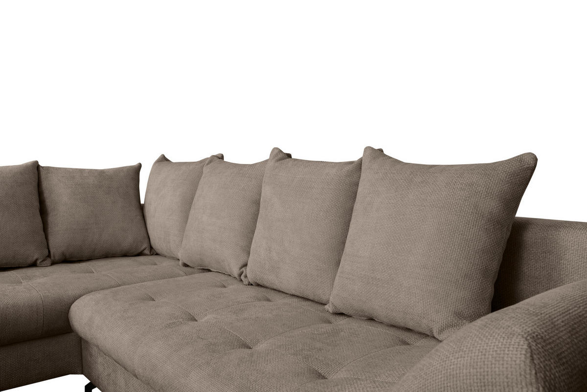 ECKSOFA Braun Struktur  - Schwarz/Braun, KONVENTIONELL, Textil/Metall (194/274cm) - Carryhome
