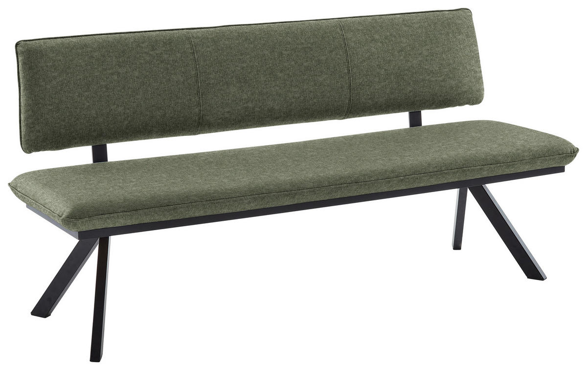 SITZBANK 180/86,5/60 cm  in Grün, Schwarz  - Schwarz/Grün, Design, Textil/Metall (180/86,5/60cm) - Cantus