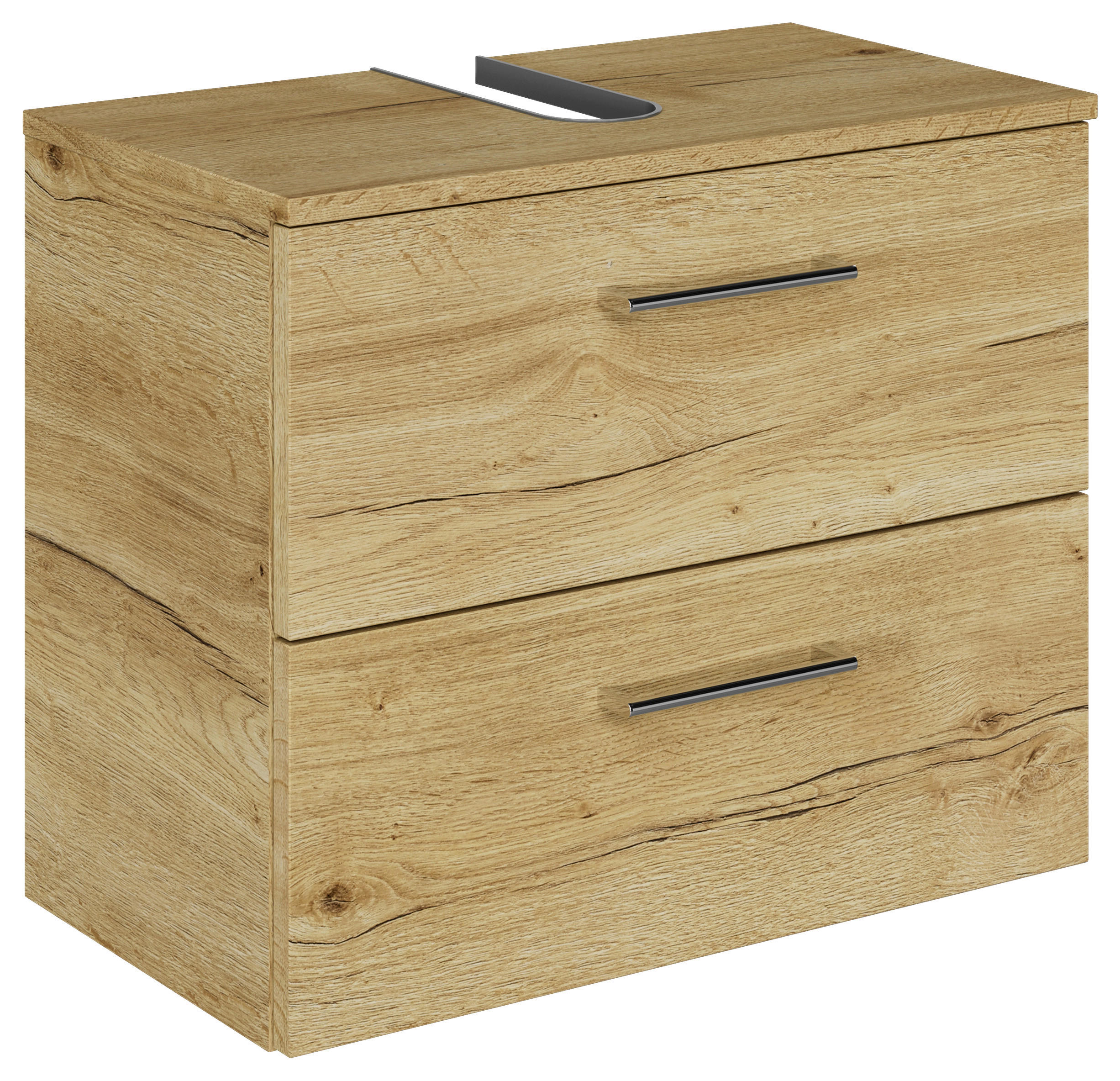 WASCHBECKENUNTERSCHRANK 60/49,8/33,3 cm  - Chromfarben/Wildeiche, KONVENTIONELL, Holzwerkstoff/Metall (60/49,8/33,3cm) - Sadena