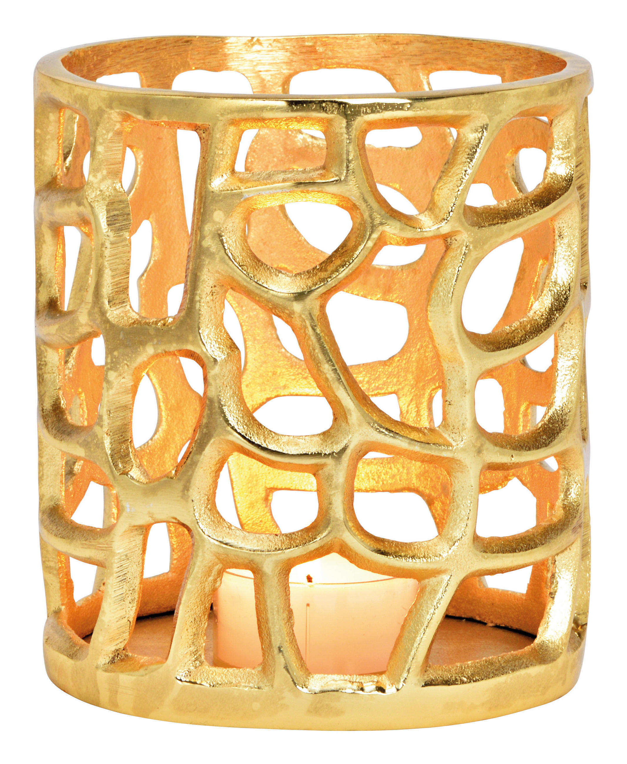WINDLICHT Goldfarben  - Goldfarben, Basics, Metall (14/17/14cm) - X-Mas