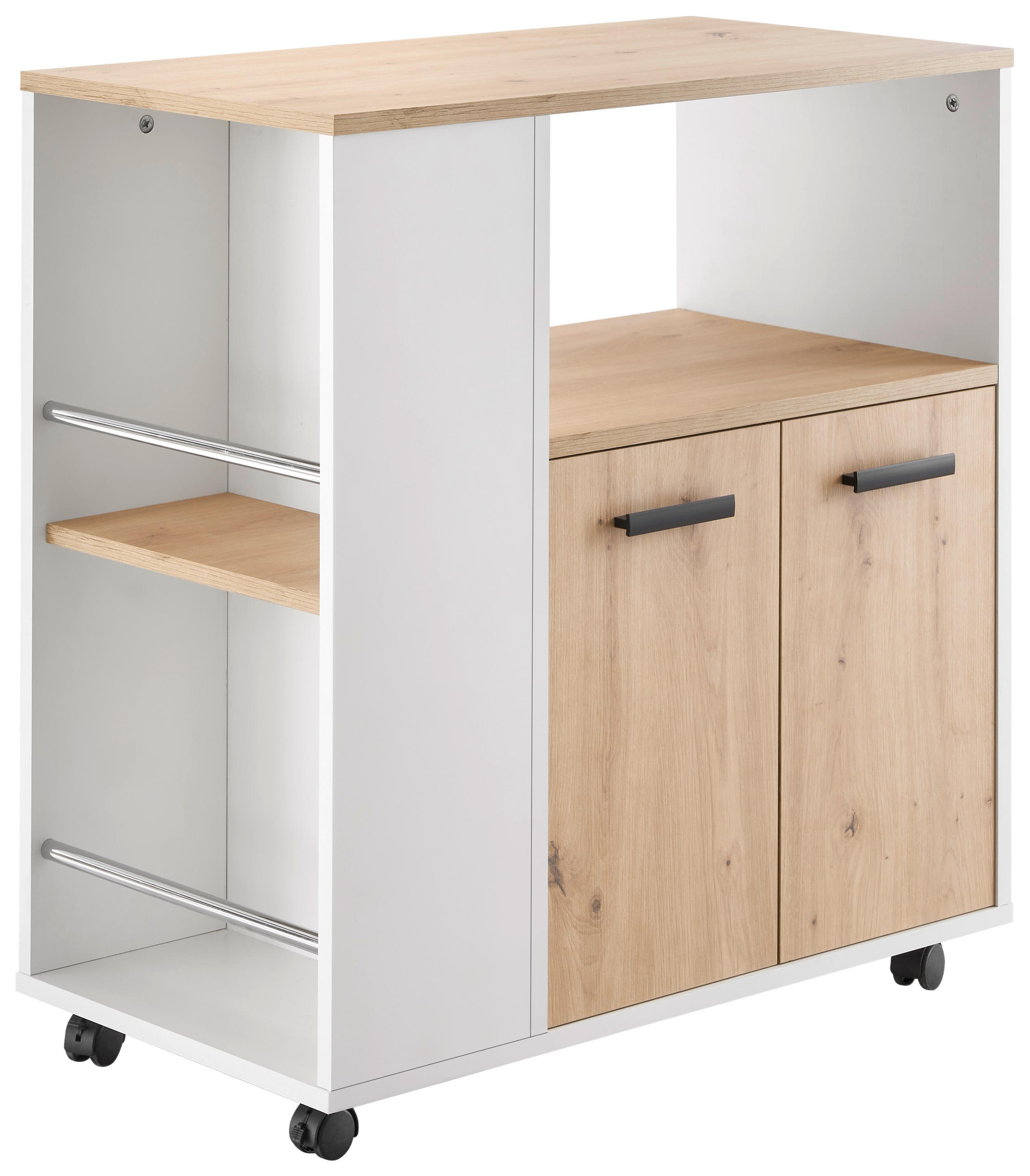 BARWAGEN Weiß, Eiche Artisan  - Eiche Artisan/Weiß, Design, Holzwerkstoff/Kunststoff (75/79,5/40cm) - MID.YOU