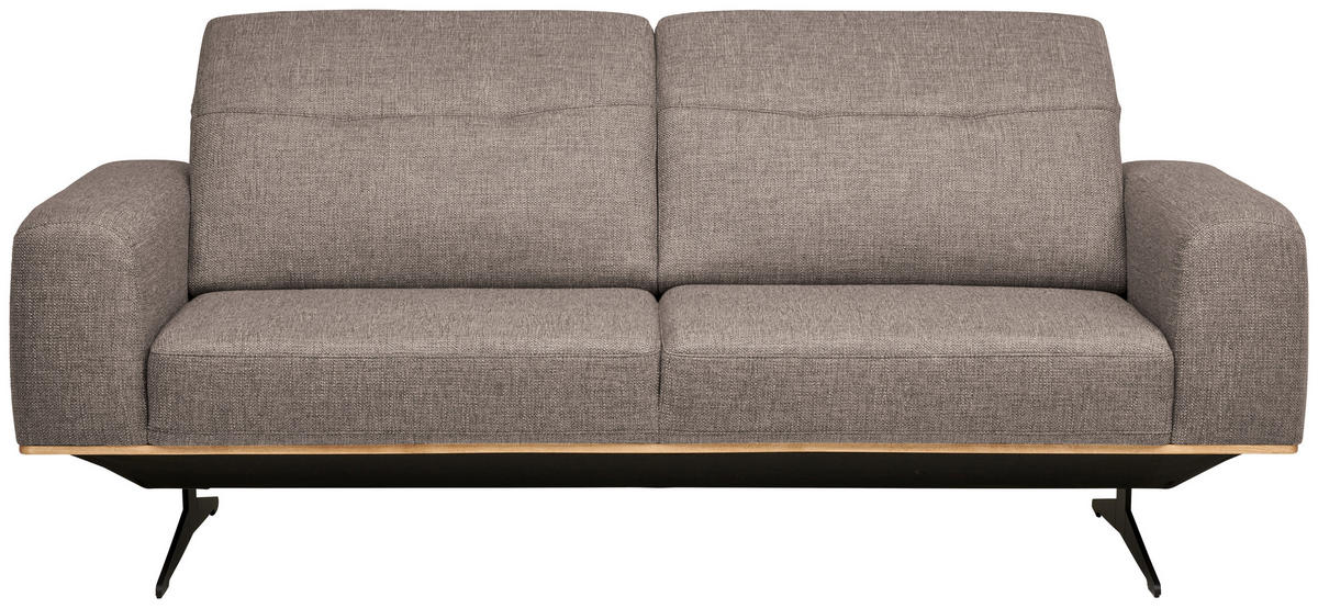 3-SITZER-SOFA in Struktur Cappuccino  - Schwarz/Cappuccino, Design, Textil/Metall (205/76-97/102cm) - Novel