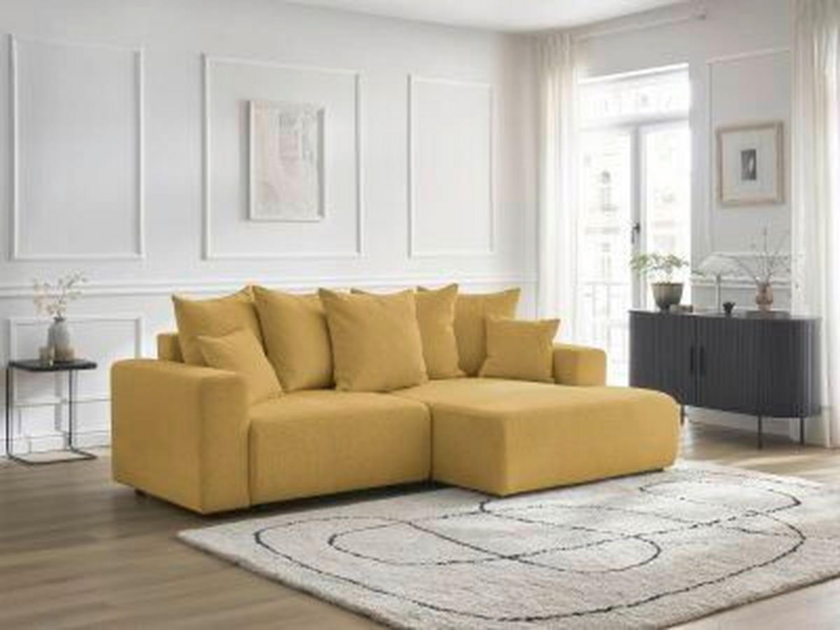 ECKSOFA Ottomane rechts  ATILLA Gelb Flachgewebe  - Gelb/Schwarz, MODERN, Kunststoff/Textil (244/149cm)