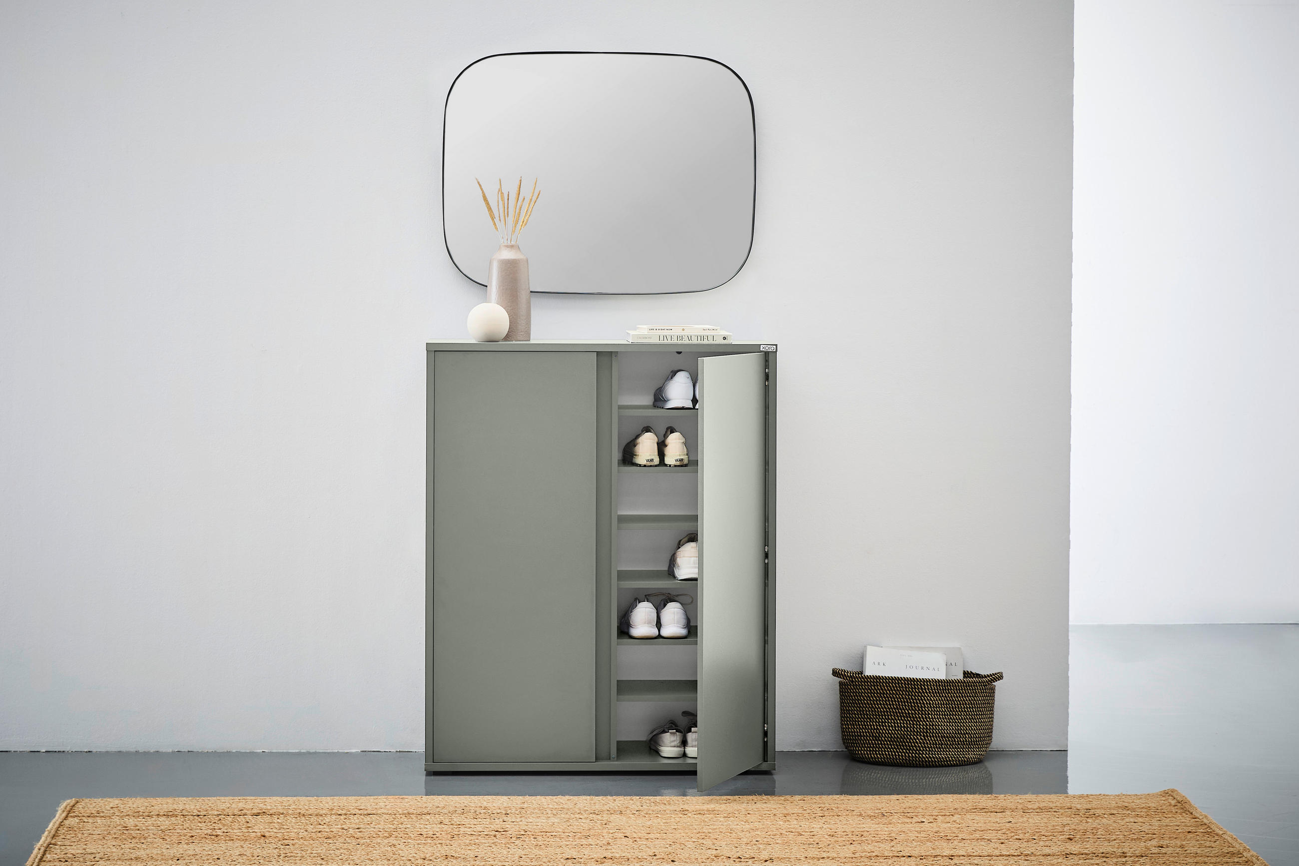 SCHUHSCHRANK Grün  - Grün, Design, Holzwerkstoff/Kunststoff (97,5/120/33,8cm) - Xora
