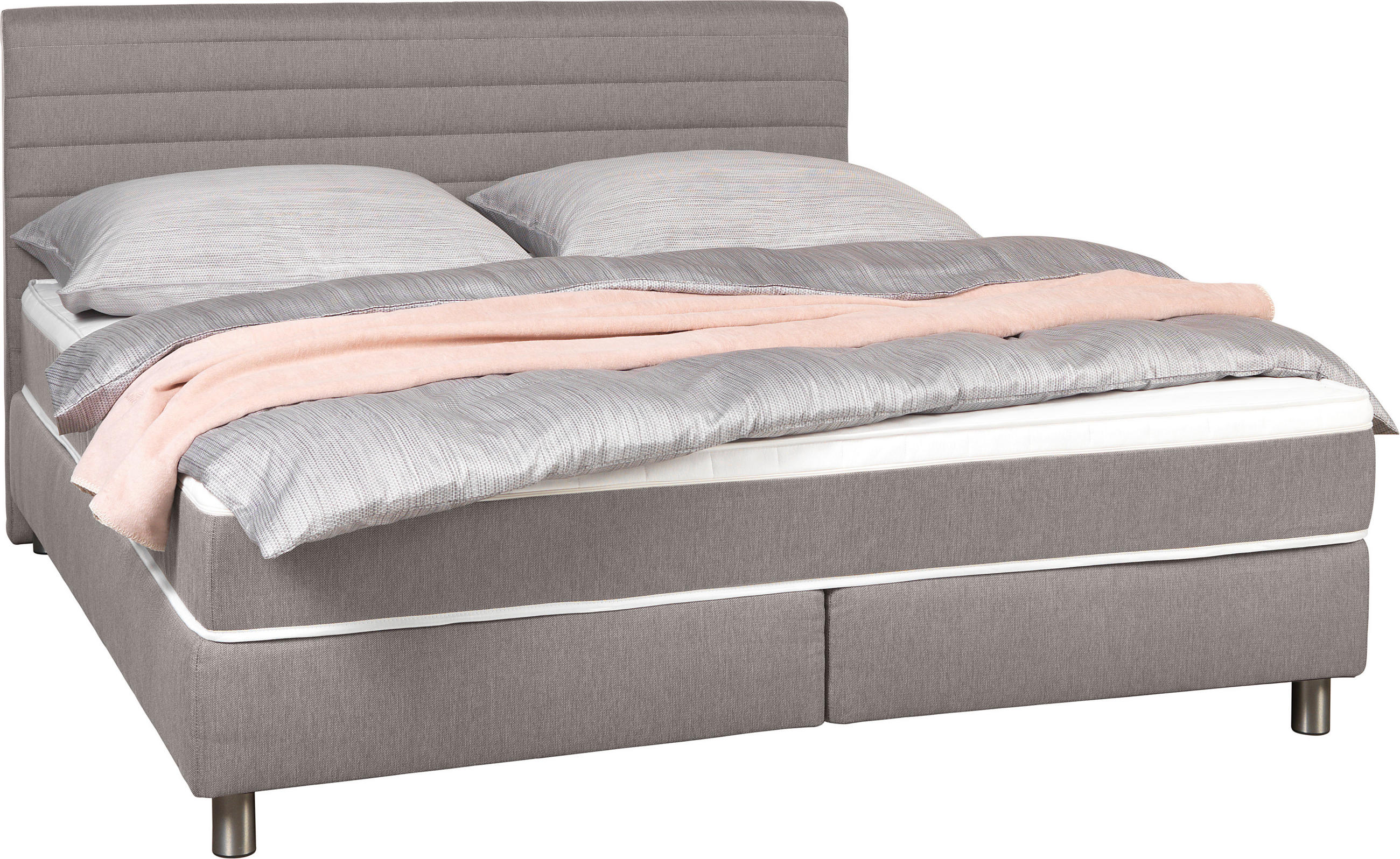Pat boxspring 160x200 cm 160/200 cm  gri  - gri, Design, metal/textil (160/200cm) - Carryhome