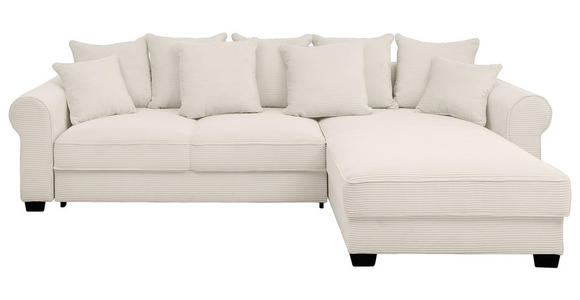 ECKSOFA Creme Cord  - Creme/Schwarz, KONVENTIONELL, Kunststoff/Textil (318/197cm) - Hom`in