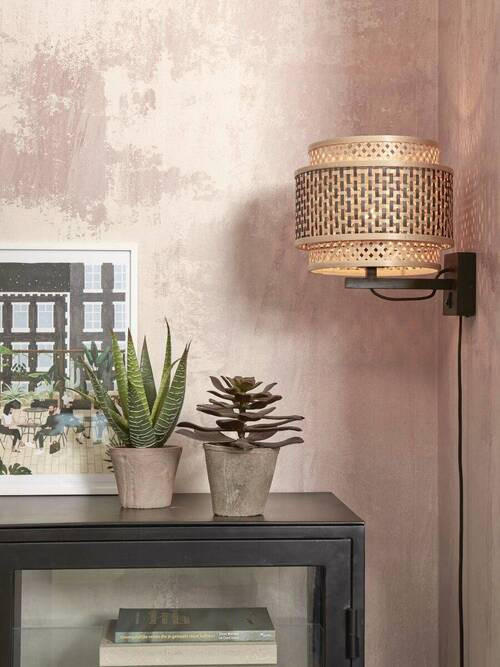 WANDLEUCHTE GOOD&MOJO  25/29/25 cm   - Schwarz/Naturfarben, Trend, Holz (25/29/25cm) - Good & Mojo
