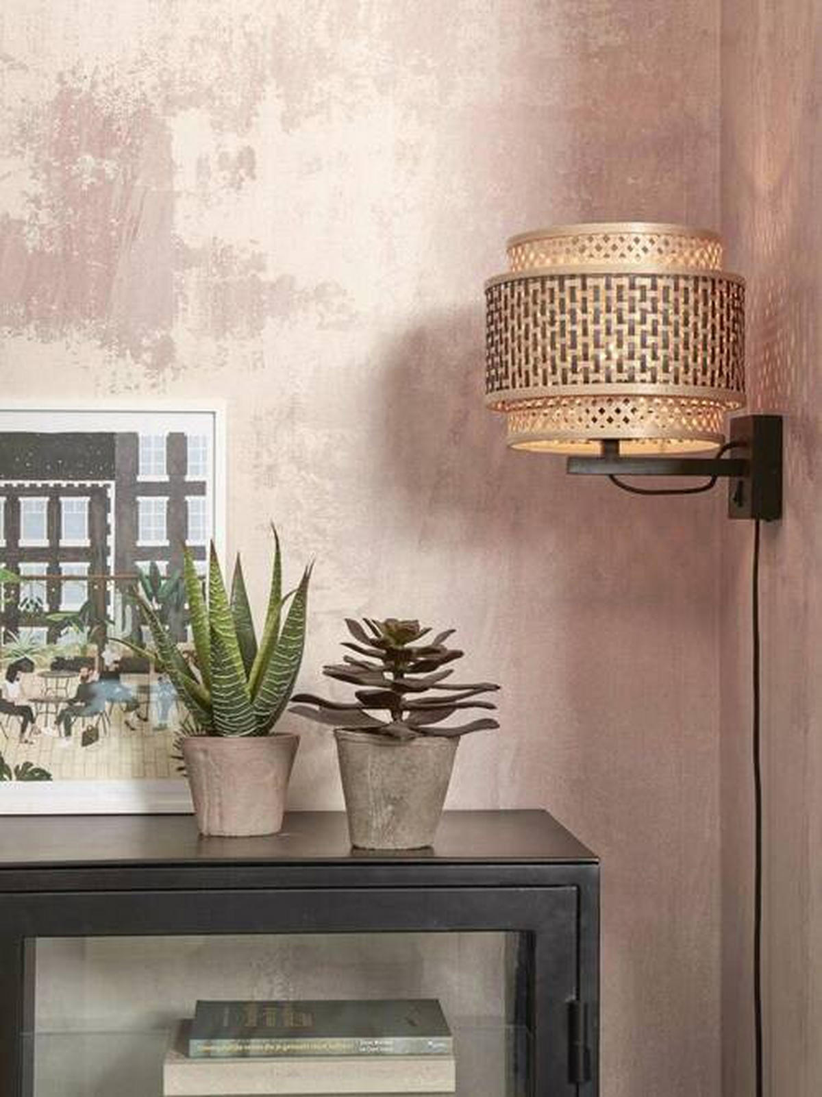 WANDLEUCHTE GOOD&MOJO  25/29/25 cm   - Schwarz/Naturfarben, Trend, Holz (25/29/25cm) - Good & Mojo