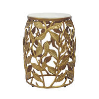 ODKLÁDACÍ STOLEK, bílá, barvy zlata, kámen, 40/40/46 cm - bílá/barvy zlata, Design, kov/kámen (40/40/46cm) - MID.YOU