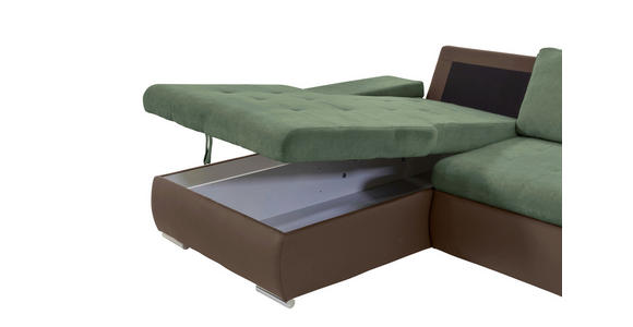 ECKSOFA in Flachgewebe Braun, Olivgrün 175/271 cm - Braun/Olivgrün, Design, Kunststoff/Textil (175/271cm) - Xora