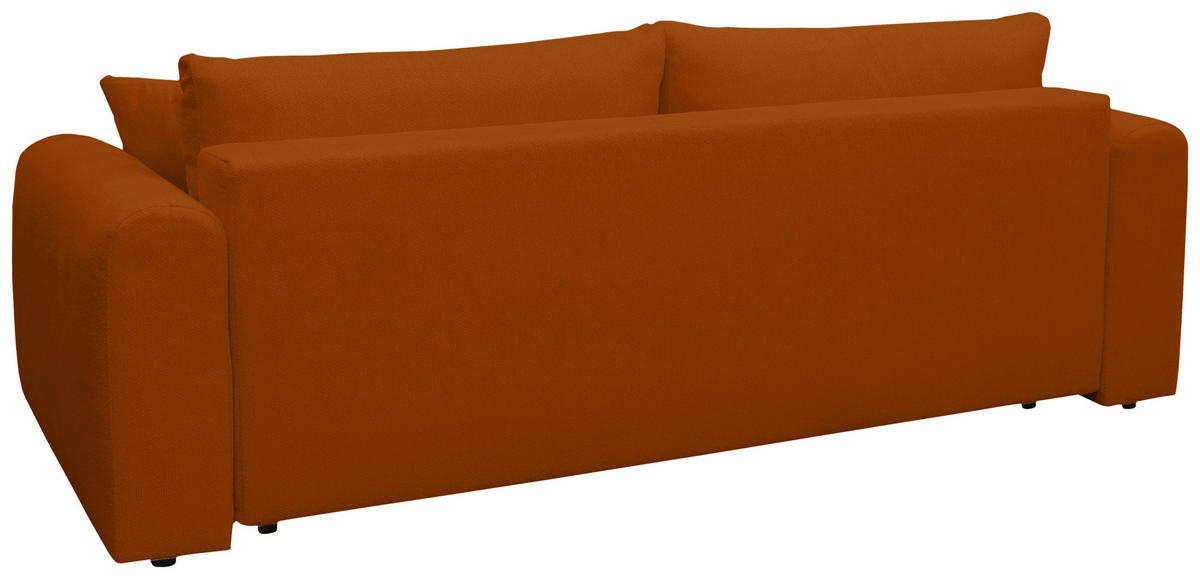 SCHLAFSOFA  mit Stoffauswahl, Schlafen auf Sitzhöhe, Rücken echt, Armteil links, Armteil rechts Orange  - Schwarz/Orange, Design, Holz/Textil (245/90/117cm) - MID.YOU