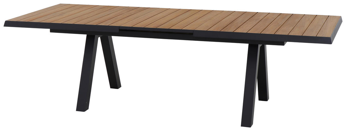 GARTENTISCH 205-265/103/76 cm Holz, Metall rechteckig  - Anthrazit/Teakfarben, Basics, Holz/Metall (205-265/103/76cm) - Siena Garden