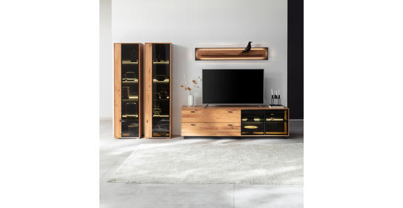 WOHNWAND  in Anthrazit, Eichefarben  333/190/50 cm  - Eichefarben/Anthrazit, Natur, Glas/Holz (333/190/50cm) - Linea Natura