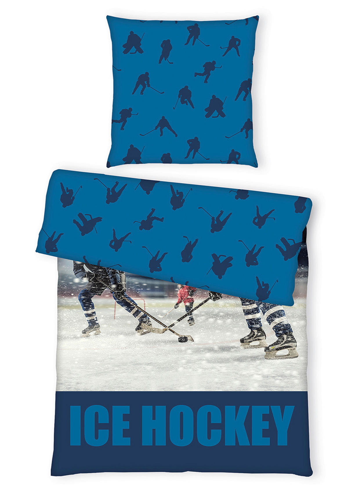 JUGENDBETTWÄSCHE EISHOCKEY Renforcé 135/200 cm  - Blau/Rot, Basics, Textil (135/200cm) - Herding