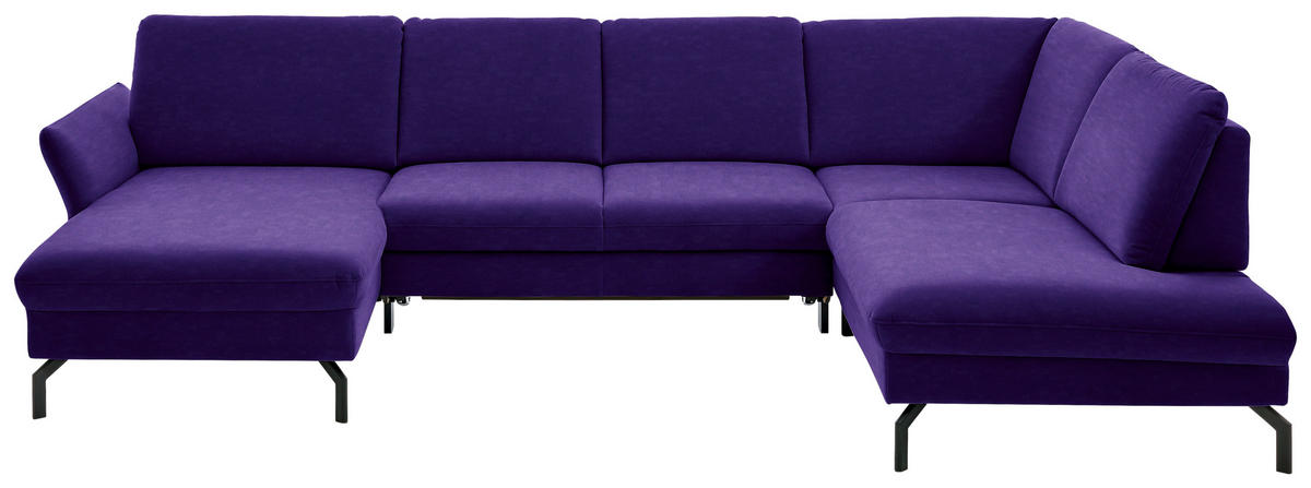 WOHNLANDSCHAFT in Velours Lila, Violett  - Lila/Violett, Design, Textil/Metall (179/335/220cm) - Beldomo System