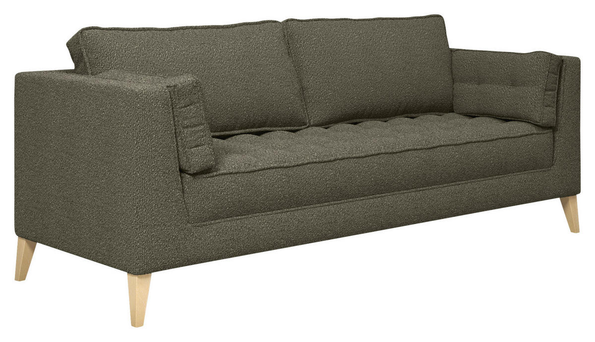 3-SITS SOFFA i bouclé mörkgrön  - mörkgrön/naturfärgad, Design, trämaterial/textil (170/95/85cm) - MID.YOU