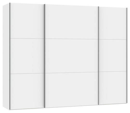 SCHWEBETÜRENSCHRANK 278/220/65 cm 3-türig Weiß  - Silberfarben/Weiß, Design, Glas/Holzwerkstoff (278/220/65cm) - Jutzler