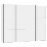 SCHWEBETÜRENSCHRANK 278/220/65 cm 3-türig Weiß  - Silberfarben/Weiß, Design, Glas/Holzwerkstoff (278/220/65cm) - Jutzler