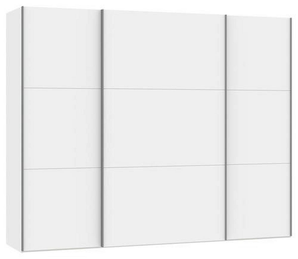 SCHWEBETÜRENSCHRANK 278/220/65 cm 3-türig Weiß  - Silberfarben/Weiß, Design, Glas/Holzwerkstoff (278/220/65cm) - Jutzler