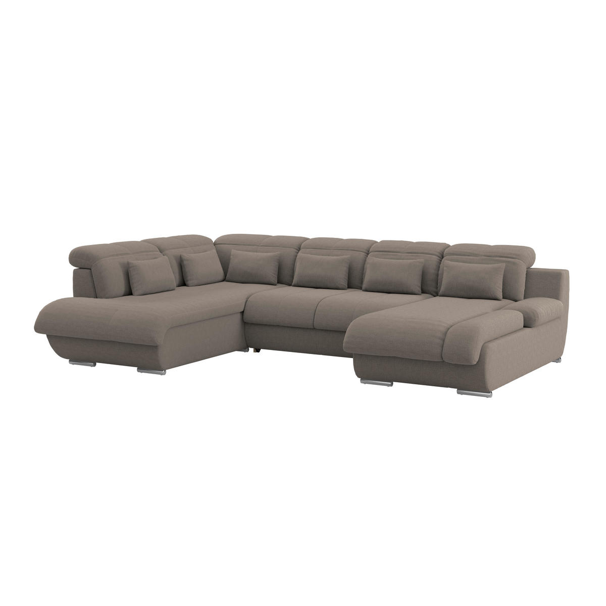 WOHNLANDSCHAFT MULTI Dunkelbraun Chenille  - Chromfarben/Dunkelbraun, MODERN, Textil/Metall (228/345/184cm) - Livetastic