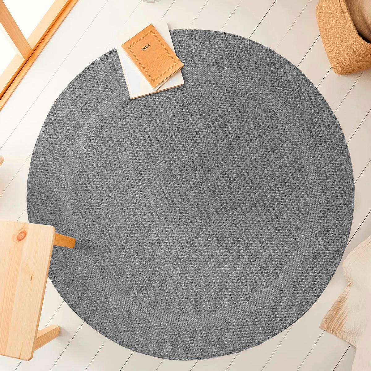 FLACHWEBETEPPICH 120/120 cm Relax Grau  - Grau, Basics, Textil (120/120cm) - Novel
